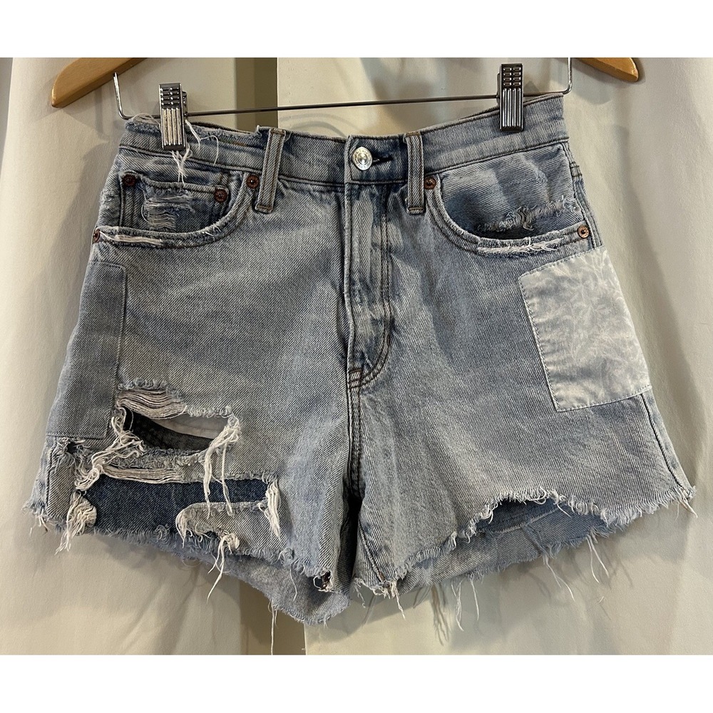 American Eagle Shorts Womens Sz 2 Highest Rise 90's Boyfriend Patches Y2K Retro